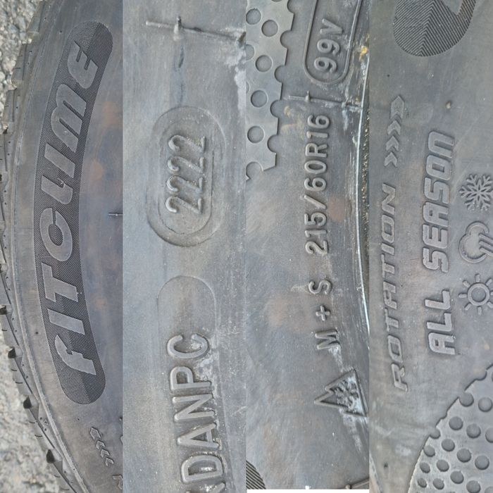 215 60 R16 99V 4Anvelope 4 Alseason Cauciucuri Dot.1124 / 2222  profil 8mm Clasa A Jante Oțel 5x115 R16