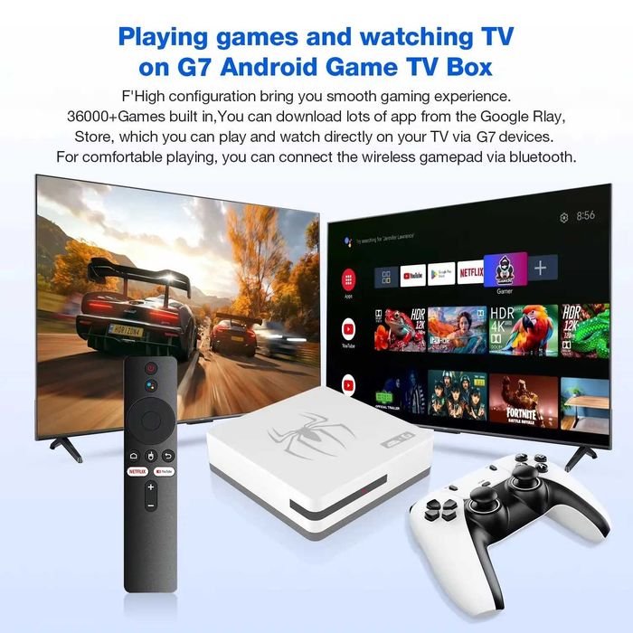 *Нова G7 Android 14 128GB 4GB 40,000 игри 15000 канала фил tv Game box
