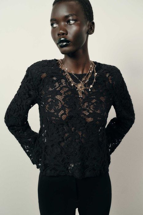 Дантелена нова блуза Zara, размер М