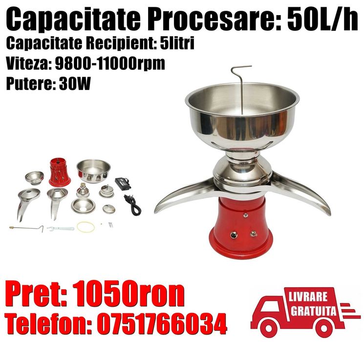 Separator Smantana Aparat Degresat Lapte Procesare 50L/h LivratGRATUIT