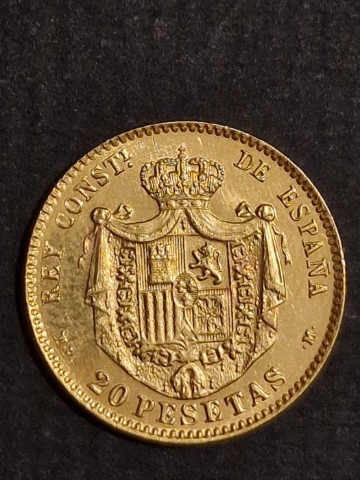 Златна монета20ИталианскиЛири НаполеонI 1809,20Песети АлфонсоXIII 1896