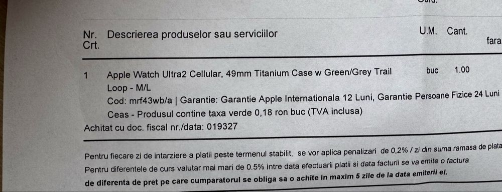 Apple Watch ULTRA 2 + folii + 3 curele (garantie Aprilie 2026)