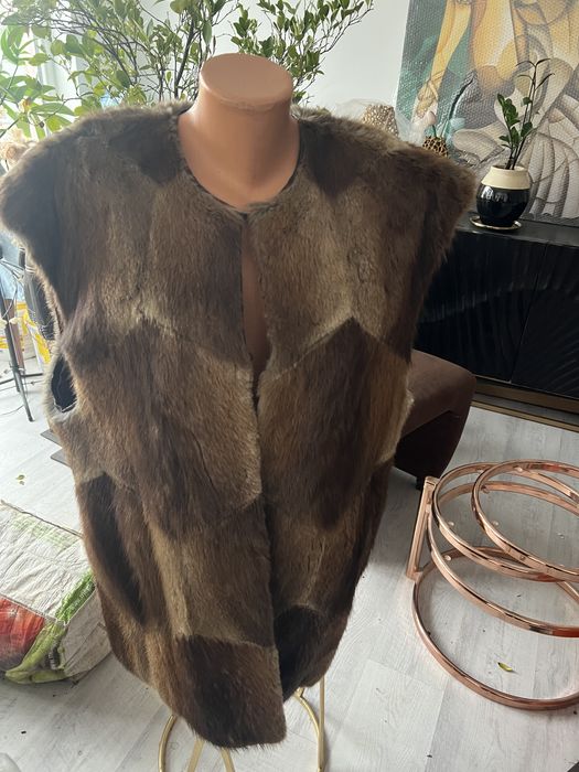 Vesta lunga din blana naturala