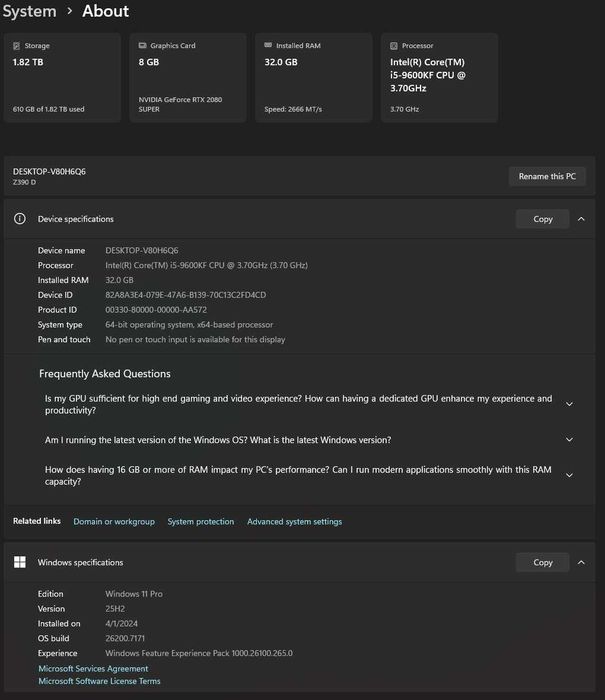 Pc I5 9600KF 32GB Ram RTX 2080 S Nvme 512+hdd