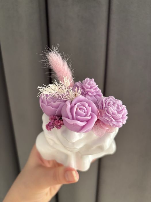 Арома-цветы в гипсовом кашпо | Подарок девушке | Ручная работа