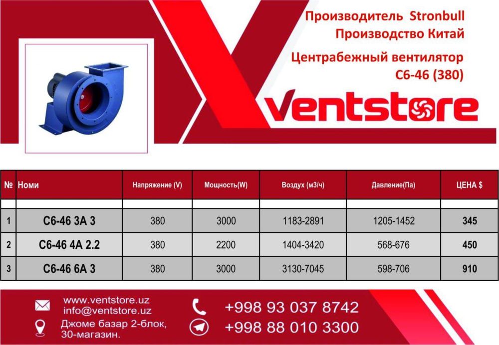 Канальный прямоугольный вентилатор-REC VentStore.uz