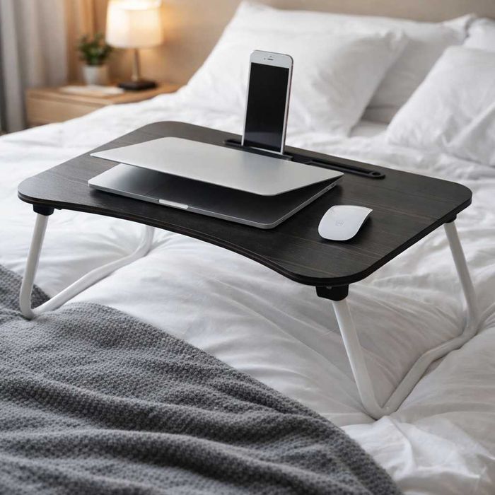 Мултифункционална сгъваема маса за лаптоп или хранене, с поставка.