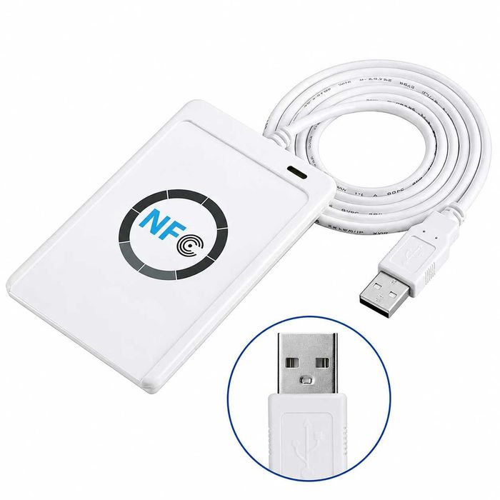 ACR122U USB NFC RFID четец и записвач, подарък 5 бр. 13.56 MHz чипа и 5бр. UID карти