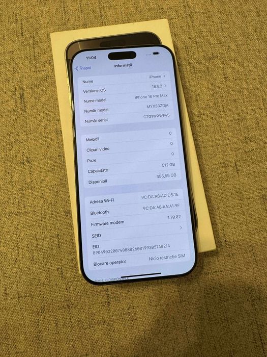 Vand Sau Schimb IPhone 16 PRO Max Natural Titanium 512Gb Neverlocked