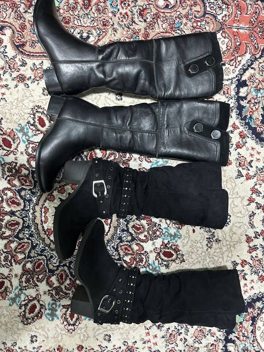 Сапоги кожанные и замшевые