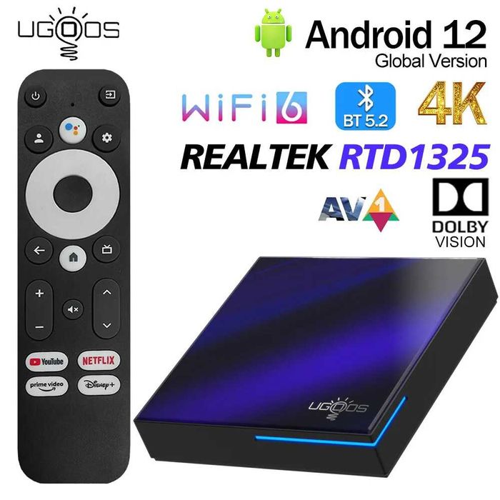Нов сертифициран Google TV box Ugoos SK2 4Gb/32Gb Wifi 6/ BT 5.2 LAN