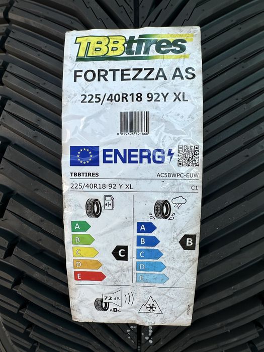 Нови всесезонни гуми TBB TIRES FORTEZZA AS 225/40R18 92Y XL БОРД 2254018