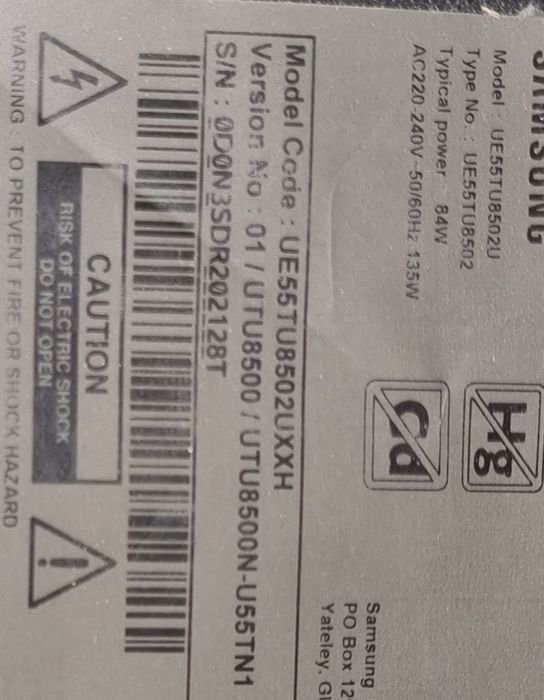 Televizor UE55TU8502U ecran spart