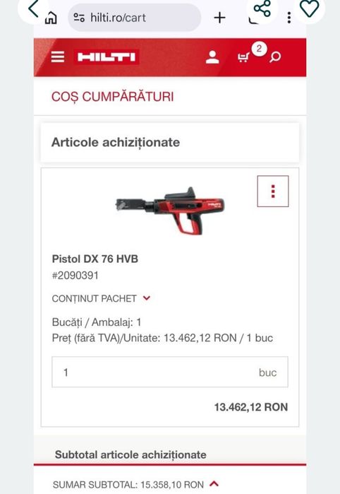 HILTI DX 76 PTR Pistol pentru capse,cuie incluse Set Professional