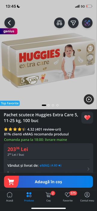 Scutece Huggies nr. 5 - 100 buc (11-25 kg)