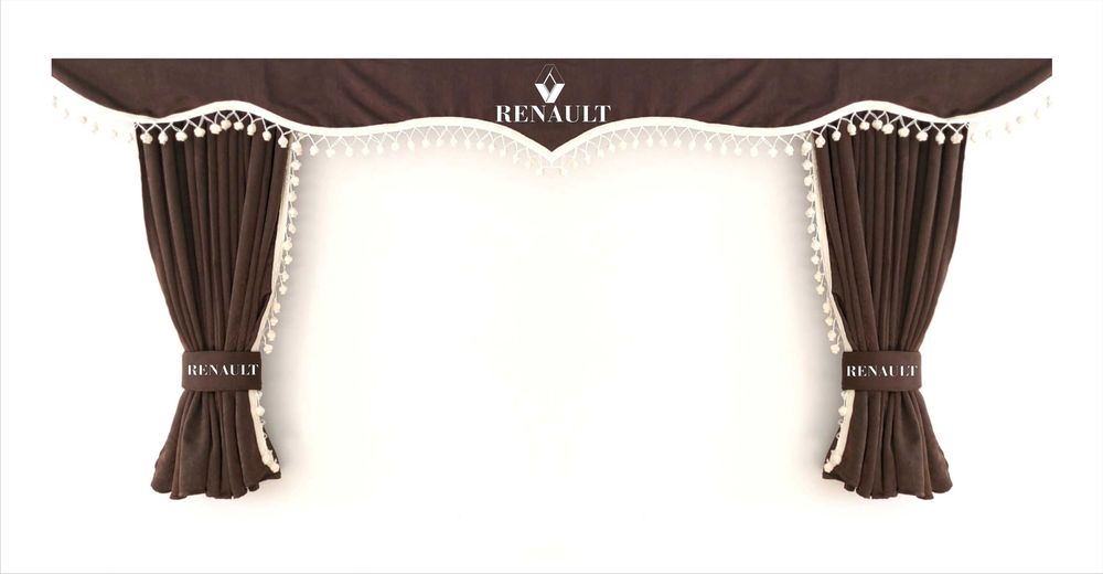 Комплект пердета за камион + кукички кафяви с бежови пискюли