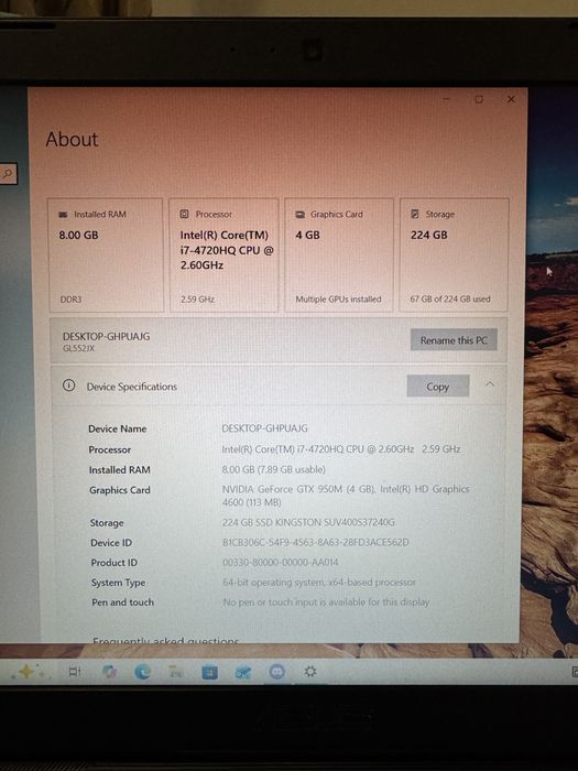 Vand laptop gaming Asus GL552JX