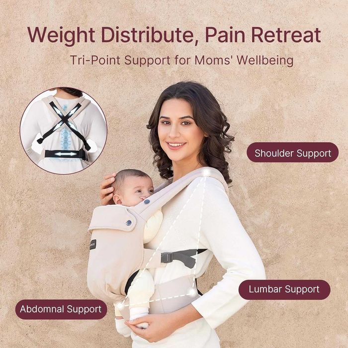 Бебешко кенгуру Momcozy PureHug, чист памучен слинг за 3-24 месеца