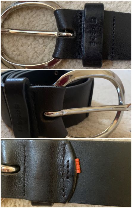 BOSS - черен кожен колан