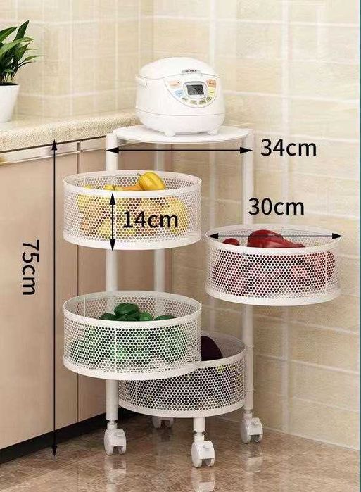 Этажерка для овощей и фруктов Этажерка напольная на колёсиках