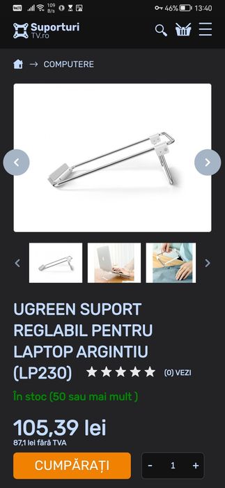 Suport birou pliabil pentru laptop UGREEN, nou, în cutie