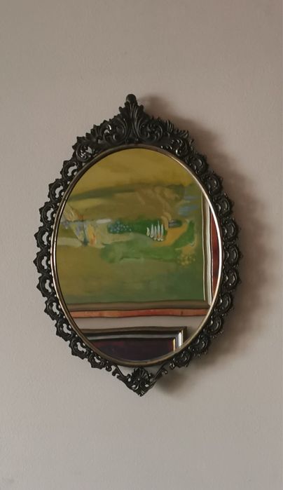 Овално огледало във френски винтидж рококо стил златна рамка бронз