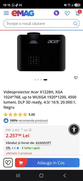 Vand videoproiector Accer