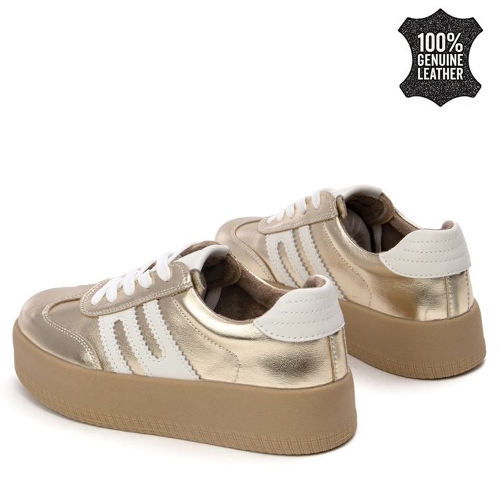 НОВИ Златни дамски кецове естествена кожа — 37