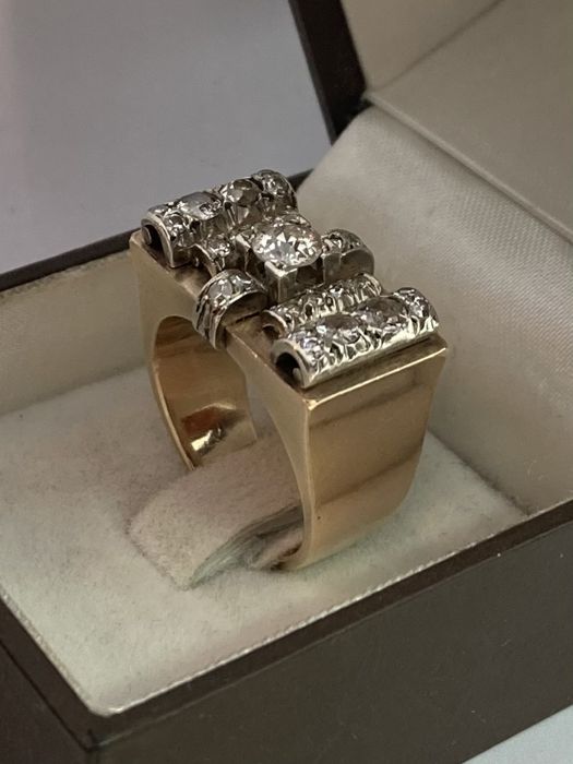 Inel Tank aur cu diamante 1.36ct