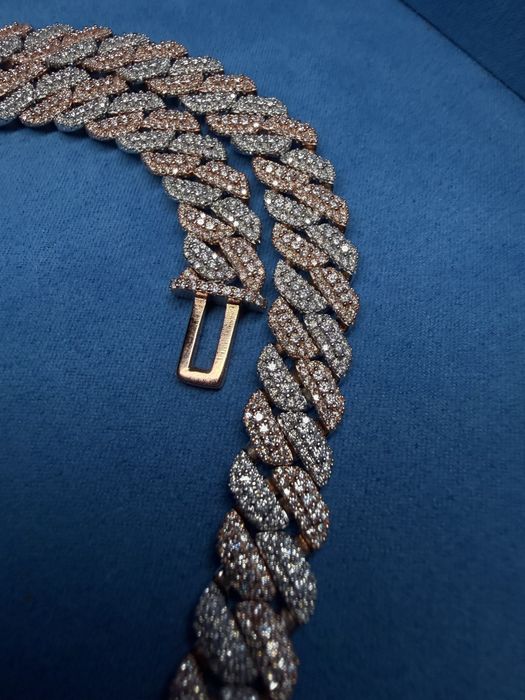 Colier Cuban Two Tone Argint 925 - Lab DVVS1 Moissanite