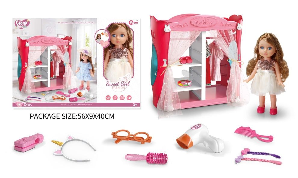 Кукла със спалня/гардероб и аксесоари