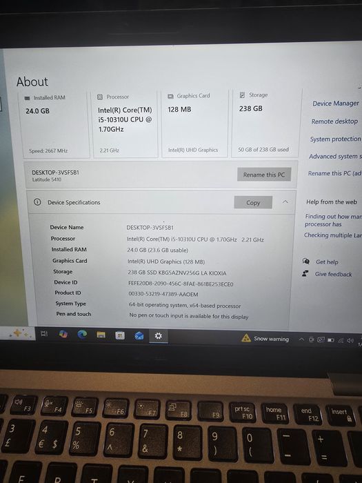 Laptop Dell 5410, i5-10310, ram 24gb, ssd 256gb, bat 4h