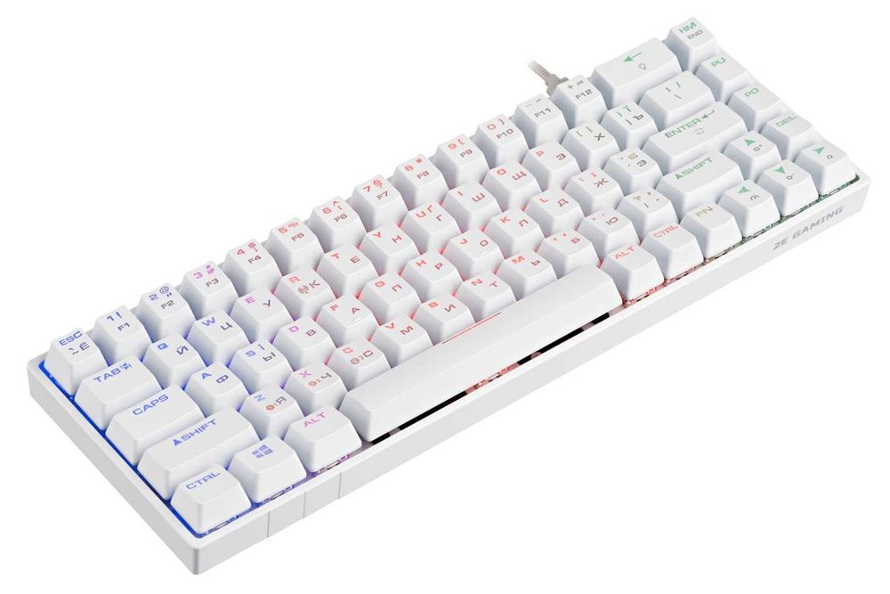 ; Игровая клавиатура 2E KG380 USB 68 key Gateron Red Switch White