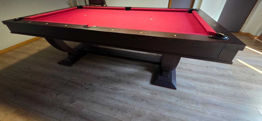 Masa Biliard James 8ft cu Blat + Suport Tacuri + Tacuri + Bile + Lampa Biliard + Blat Tenis Cu Fileu si Palete