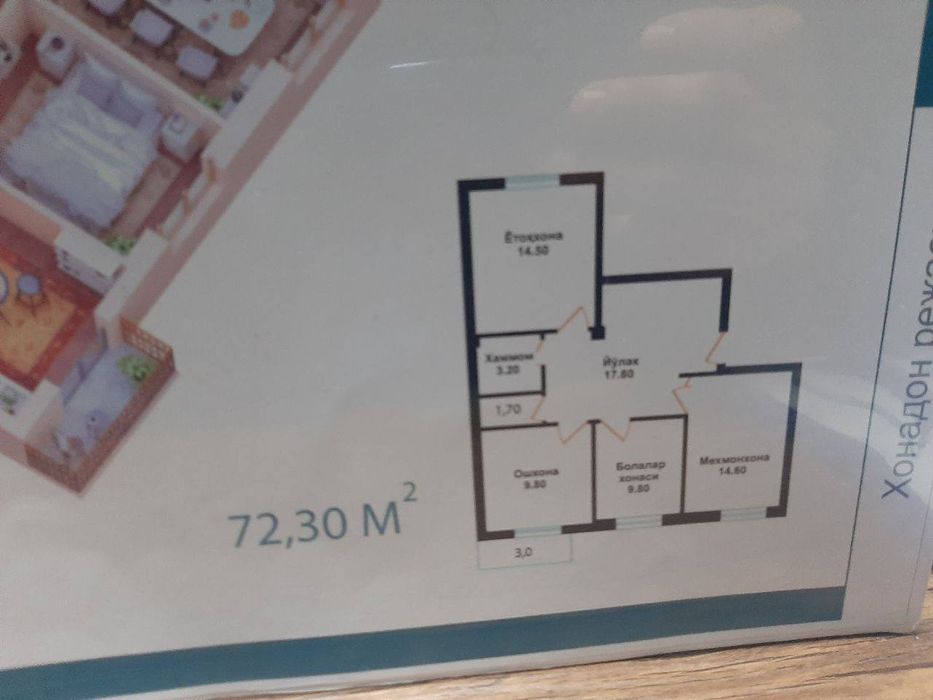 Nurafshon shaharda barcha qulayliklarga ega 3 xonali uy sotiladi