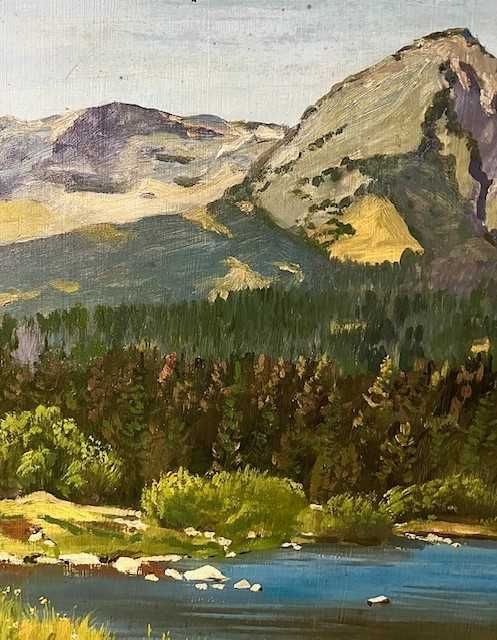 IMPECABIL! ”PEISAJ” Tablou vechi ulei/carton, semnat. Dim: 80x60cm+Ram