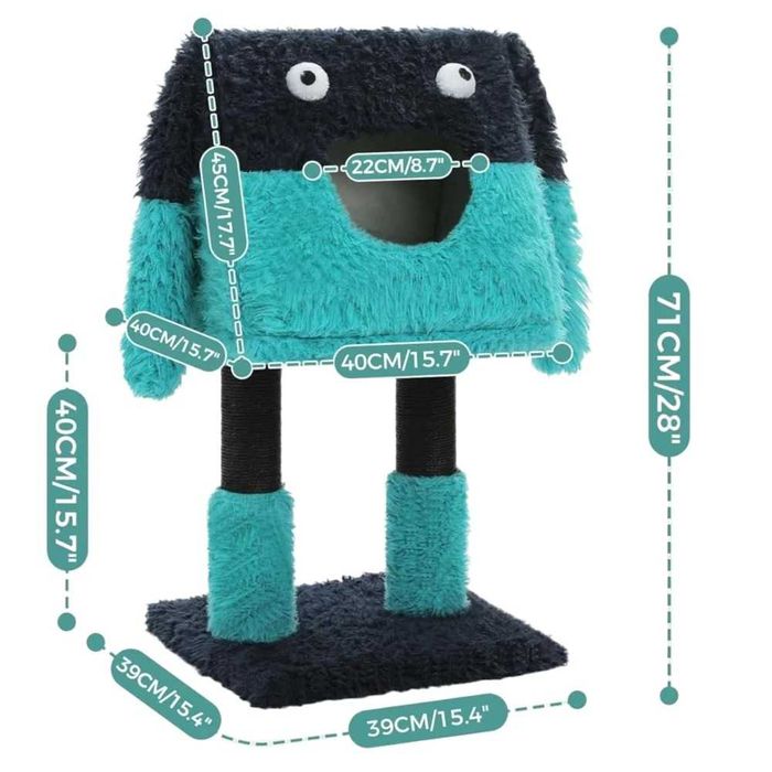 Turn de joaca pisici 2 in 1 – casuta detasabila si stalpi de zgariat