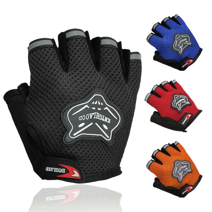 Manusi ciclism pentru Bicicleta si Fitness cu protectie palma, din Material Respirabil, marime universala, Rosu