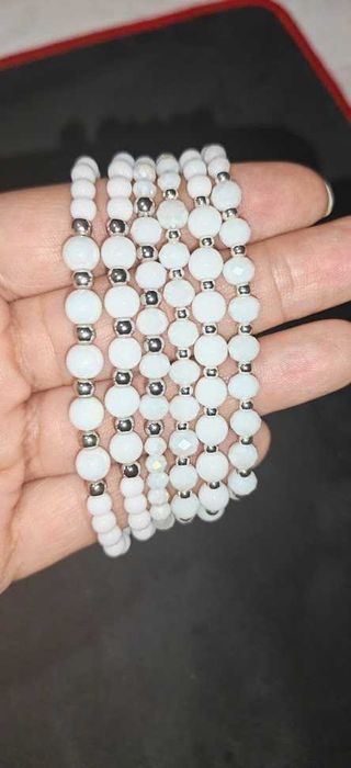 set de 3 bratari pe snur din argint si pietre naturale