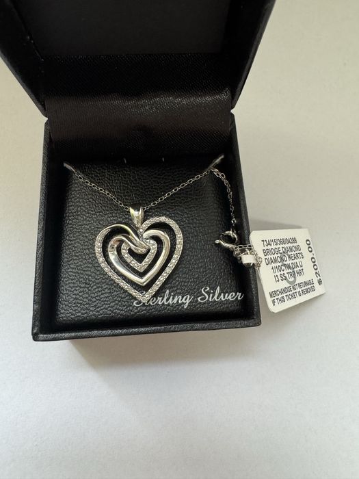 Ново сребърно колие двойно сърце (Sterling Silver)