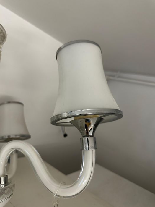 Set 3 lustre elegante cu 5 brațe și cristale – alb/crom + fumuriu