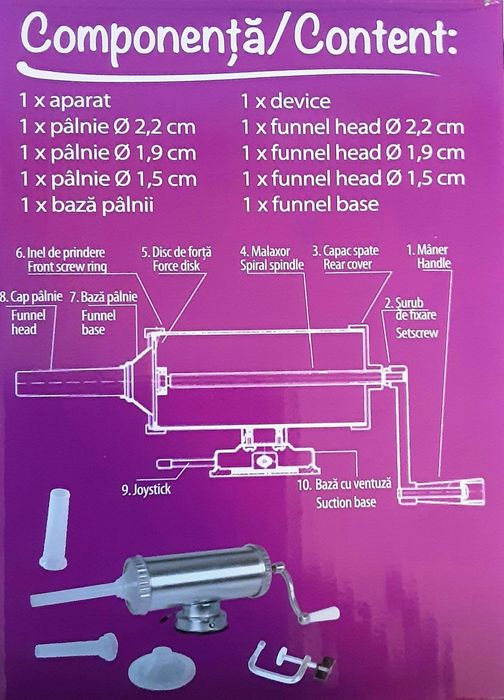 Aparat pentru umplut carnati lebar,2,5 Kg orizontal NOU - 150 Lei