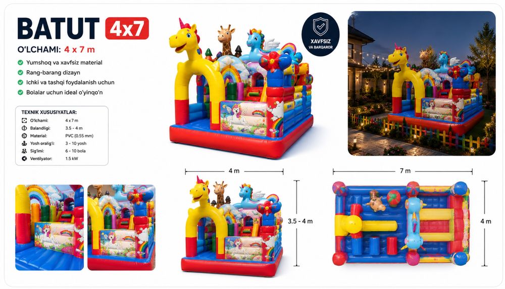 Bolalar Attraksioni Batut 4x7