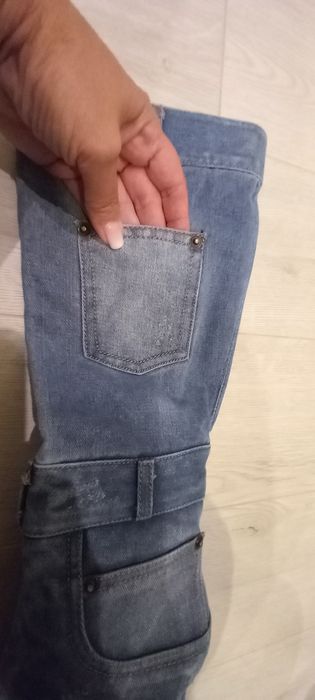 Дамски ботуши, висок ток от деним