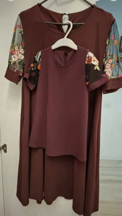 Set rochii elegante mamă și fiică, bordo, pentru nuntă/eveniment
