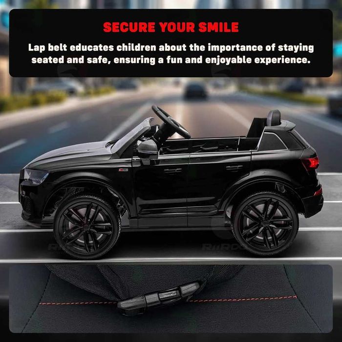 Акумулаторен джип Audi Q7 12V с меки гуми с Кожена седалка