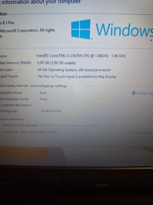 Laptop Incomplet  perfect functional Acer i3 ddr3