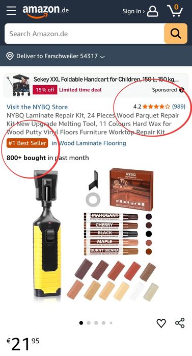 NYBQ Комплект за ремонт на ламинат и мебели