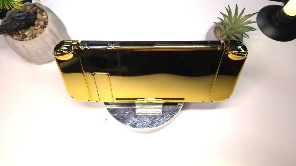 Nintendo Switch V2 Custom CHROME GOLD Modat Picofly/128GB/18 Jocuri