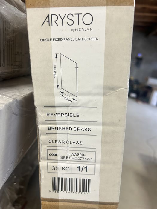 Paravan de cada Fix / Profil Auriu Mat / Sticla 8mm